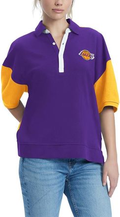 Tommy Jeans Womens Tommy Jeans Purple Los Angeles Lakers Taya Puff Sleeve Pique Polo Shirt at Nordstrom, Size Xx-Large