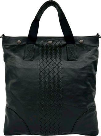 Bottega Veneta Black Leather Handbag Tote Bag (Pre-Owned)