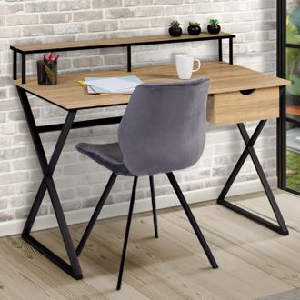 IDMarket Idmarket - Escritorio Enzo De 1 Caj&oacute;n Con Patas Cruzadas De Dise&ntilde;o Industrial