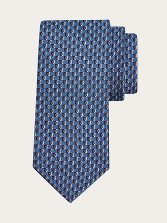 Ferragamo Men Bicolor Gancini jacquard tie Blue