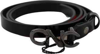 Costume National Skinny Leather Logo Buckle Womens Belt