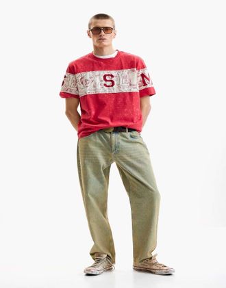Desigual T-shirt rossa con stampa-Rosso