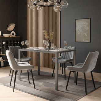 Vicco Set De Mesa De Comedor Grand, Gris, 120 X 70 Cm Con 4 Sillas (grises), Vicco