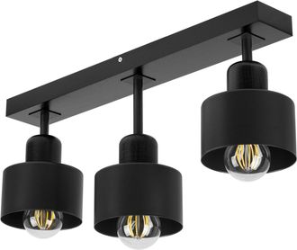 OEM L&aacute;mpara De Techo Negra De Madera Y Metal De Estilo Escandinavo, 3xe27, Iluminaci&oacute;n Led Moderna Para Sal&oacute;n, Cocina, Dormitorio, Habitaci&oacute;n Infantil, Lo