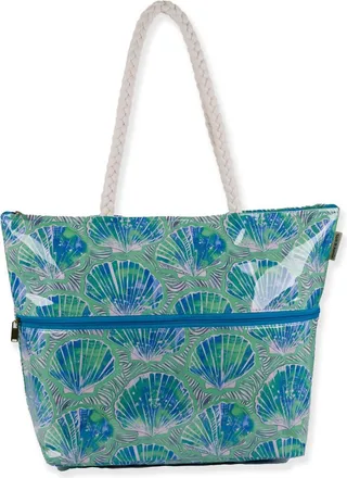Sun N Sand Womens Tropical Seashell Shoulder Tote Bag In Green Blue