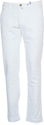 Jacob Cohen Slim-Fit White Bobby Jeans With Gold Button Closure