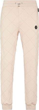 Philipp Plein logo-appliqu&eacute; quilted track pants - men - Cotton/Polyester/Cotton - S - Neutrals