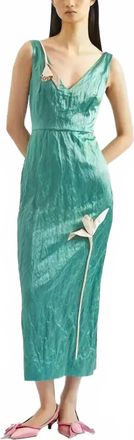 Erdem Satin Sleeveless Cocktail Dress In Eau De Nil