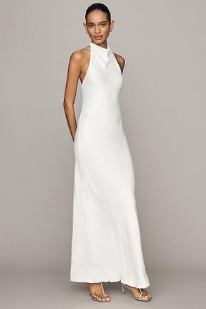 Maeve Jamie Satin Halter Maxi Dress