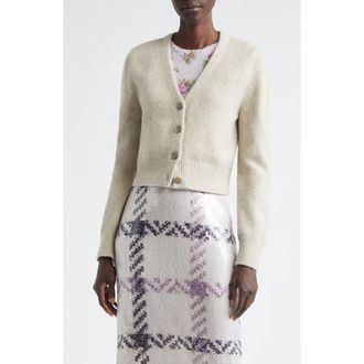 Brandon Maxwell The Sloane Cashmere & Silk Cardigan in Marled Oatmeal at Nordstrom, Size Medium