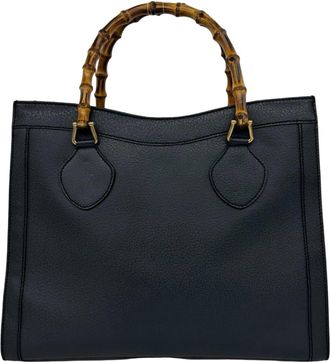 Gucci Navy Leather Handbag Tote Bag (Pre-Owned)