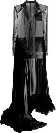 ACT Nº1 ruffle-detailing sheer coat - women - Polyamide - 40 - Black