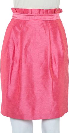 Alice & Olivia Alice + Olivia Pink Synthetic Paper Bag Waist Detail Mini Skirt