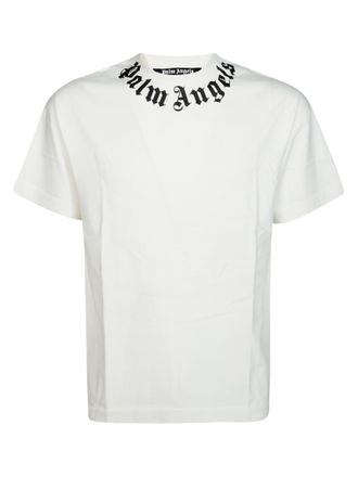 Palm Angels White Neck Logo Regular Crew T-Shirt