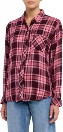 Rails Hunter Long Sleeve Shirt In Mauve Mulberry Ivory