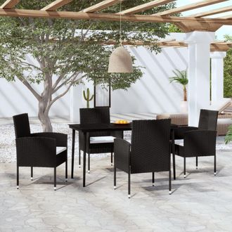 vidaXL Juego De Comedor Para Jard&iacute;n 5 Piezas Negro Vidaxl