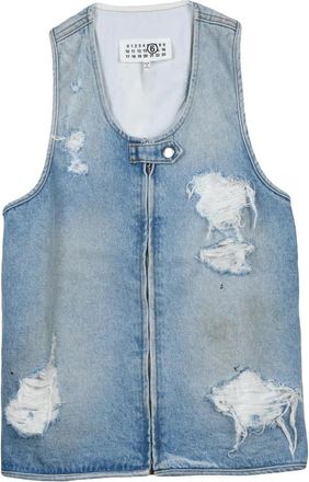 Maison Margiela Gilet in Denim con Cerniera - Dames - Bodywarmers - Blauw - XS - Denim - Jassen