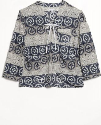 Engineered Garments Womens Crochet Cutaway Jacket In Blue/white