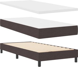 vidaXL Box Spring Bed with Mattress Dark brown 90 x 200 cm Fabric Vidaxl