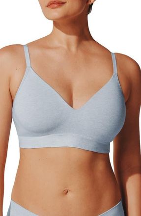 Thirdlove Seamless Stretch Cotton Blend Wireless Bra in Topaz Heather at Nordstrom, Size X-Large