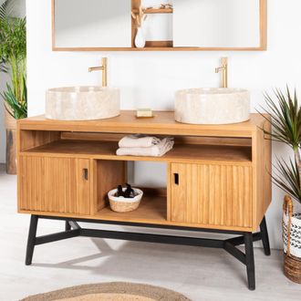 Wanda Collection Mueble Doble De Teca Para Lavabo Mya 130 Cm