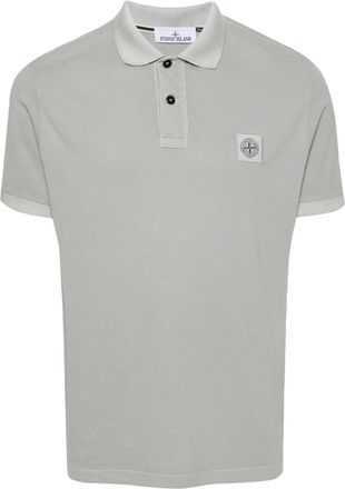 Stone Island Compass-appliqu&eacute; polo shirt - men - Cotton - S - Grey