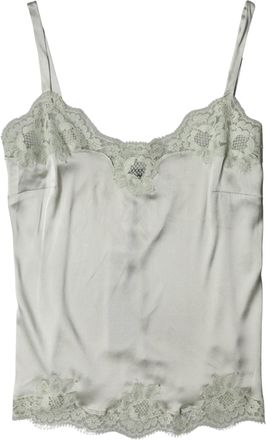 Dolce & Gabbana Womens Light Green Floral Lace Lingerie Top Underwear Cotton Elastane Nylon Silk