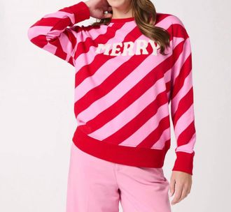 Shiraleah Merry Sweatshirt In Diagonal Striped