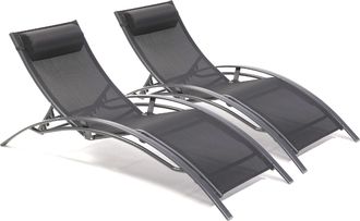 DCB Garden Dcb Garden - Cl76 - Lote De 2 Tumbonas De Aluminio Y Lona Plastificada
