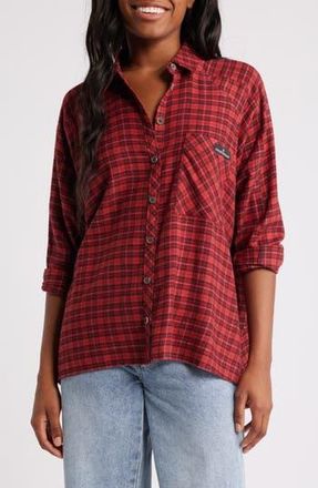 BDG Brendan Check Oversize Button-Up Shirt in Red at Nordstrom Rack, Size X-Small