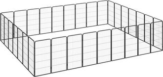 vidaXL Jaula Perros 32 Paneles Acero Recubierto Polvo Negro 50x100 Cm Vidaxl