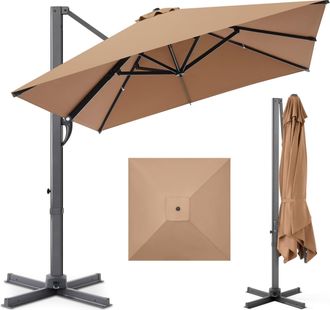 Best Choice Products 10x10ft Cantilever Patio Umbrella, 5-year Fade Resistant 260 GSM Canopy, Aluminum Frame