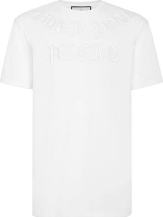 Philipp Plein Tops, Heren, Wit, 4Xl, Katoen, T-Shirt Ronde Hals Gothic