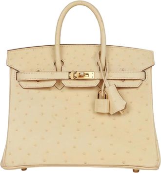 Herm&egrave;s Herm&egrave;s Birkin 25 Autruche Vanille Gold Hardware