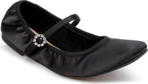Badgley Mischka Kaya Mary Jane Flat in Black Satin at Nordstrom Rack, Size 6.5