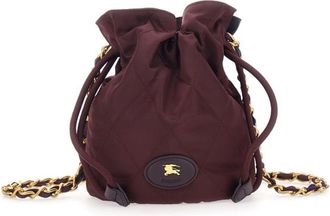 Burberry Bordeaux Handbag With Chain Shoulder Strap And Ekd Patch On The Front In Fabric Woman
