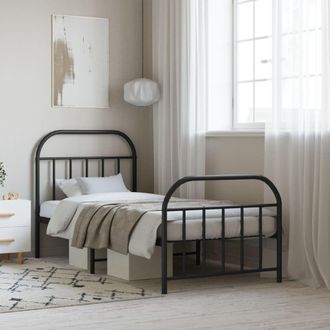 Berkfield Home Metal Bed Frame with Headboard & Footboard Black 90x190 cm Single