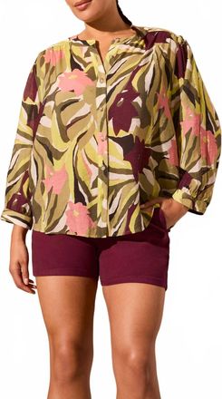 Tribal Flowy Dolman Blouse In Dune Grass