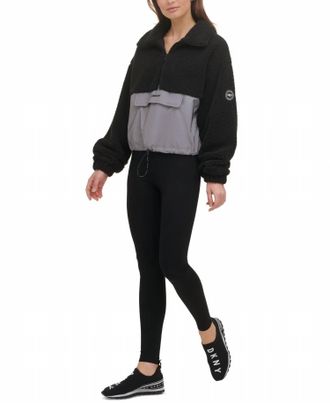 DKNY Roebling Fleece Half-Zip Pullover Jacket In Black