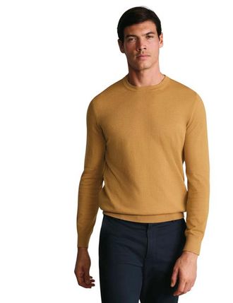 CHARLES TYRWHITT Merino Crew Neck Sweater in Camel at Nordstrom, Size X-Large