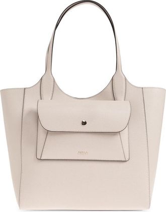 Furla Lea Medium Shopper Bag - Dames - Schoudertassen - Beige - ONE Size - Leer - Tassen