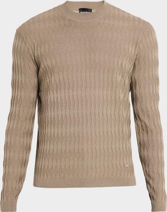 Emporio Armani Men & apos;s Wool Tonal Diamond-Pattern Crewneck Sweater