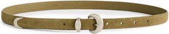 Madewell Domed Suede Buckle Belt in Worn Olive Suede at Nordstrom, Size X-Large