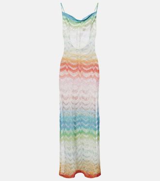 Missoni Open-knit lame maxi dress