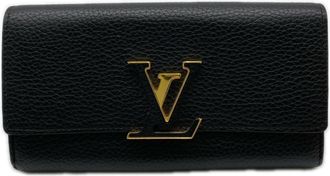 Louis Vuitton Taurillon Black Noir Leather Long Wallet (Bi-Fold) (Pre-Owned)
