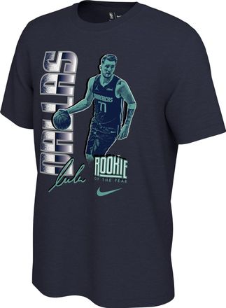 Nike Mens Nike Dallas Mavericks Doncic Character Printing Alphabet Pattern Round Neck Short Sleeve Navy Blue T-Shirt DD2805-419