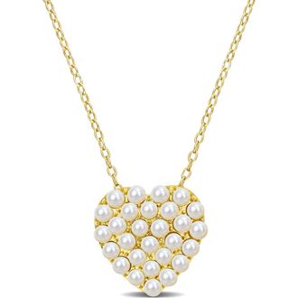 Delmar 2-2.5mm Cultured Freshwater Pearl Heart Pendant Necklace in White at Nordstrom Rack
