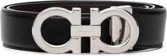 Ferragamo Black Gancini leather reversible belt