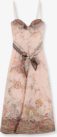 Zimmermann Vestito midi Alchemy in misto seta e lino con stampa floreale all-over - ZIMMERMANN - gender_Woman