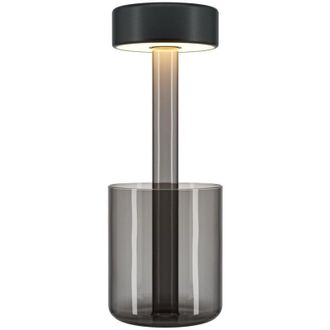 Maytoni Maytoni AI Collaboration Lámpara de mesa LED moderna, recargable e integrada, regulable, gris, control táctil, 120 lm, pantalla negra